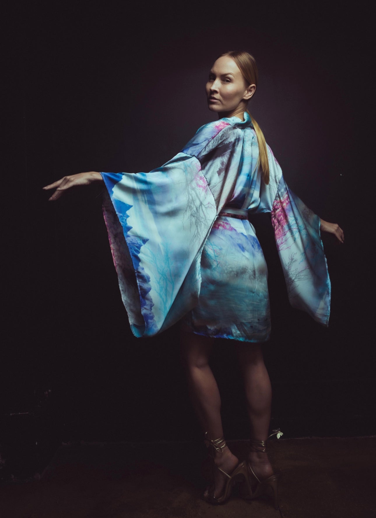 Sakura Whispers: Embrace Serenity in our Japanese Blossom Silk Kimono