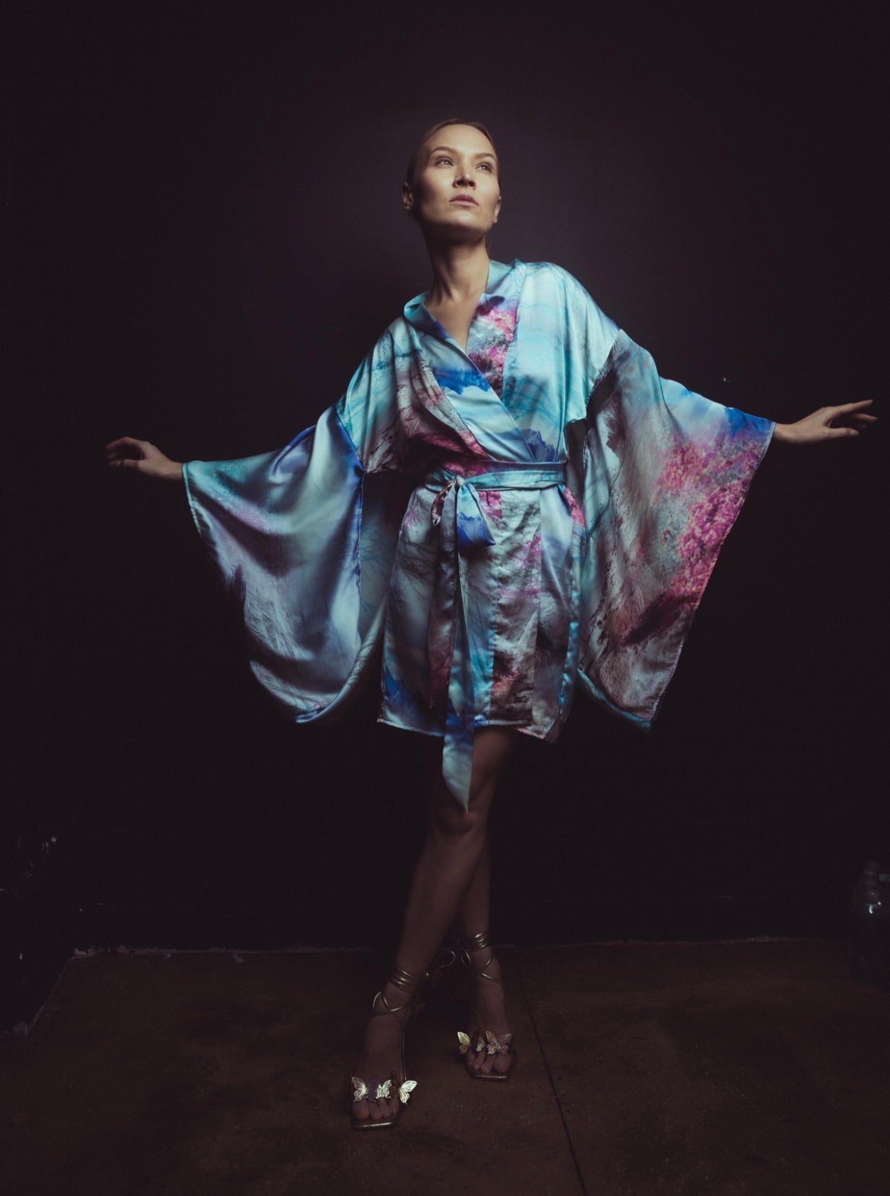 Sakura Whispers: Embrace Serenity in our Japanese Blossom Silk Kimono